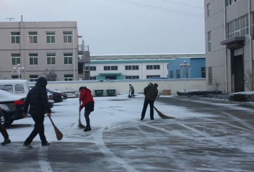 不懼嚴寒,泰諾模具員工掃雪除冰保暢通